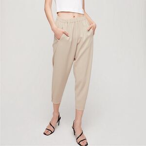 Aritzia Babaton Dexter Pull-On Pants Beige Large Scandi Neutral Career Minimal